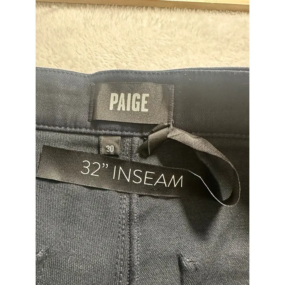 NWT Paige Leenah High Rise Slim Wide Leg Navy Blue Stretch Pants Size 30